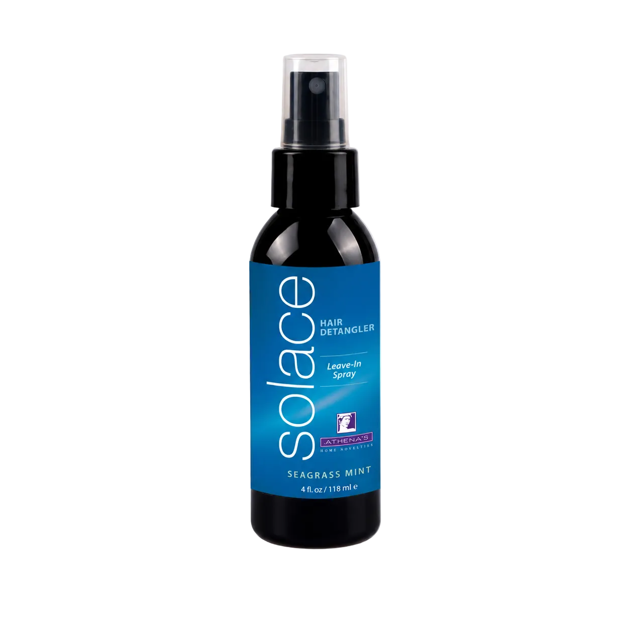 Solace hair detangler spray bottle on a white background